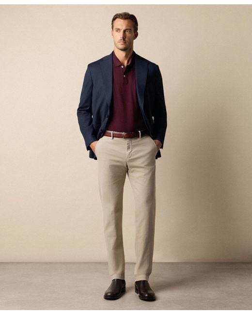 Brooks Brothers Natural Regular Fit Microtwill Stretch Cotton Chino for men