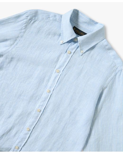 Brooks Brothers Hellblau Gestreiftes Freizeithemd Aus Leinen in Blue für Herren