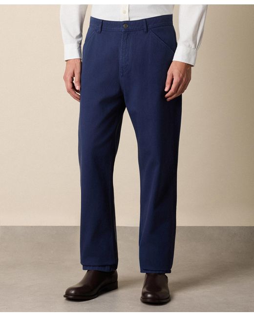 Brooks Brothers Blue Stretch Cotton Gabardine 5-Pocket Pant for men