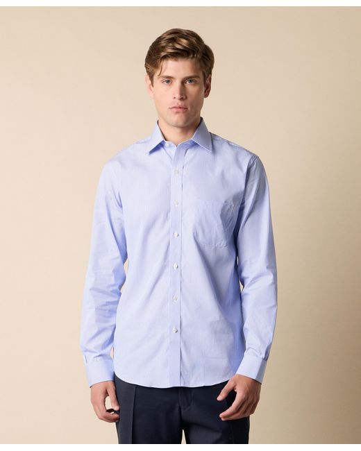 Brooks Brothers Blue Regular Fit Striped Cotton Shirt With Ainsley Collar for men