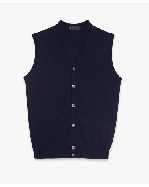 Navy Silk-cashmere Blend Sweater Vest di Brooks Brothers in Blue da Uomo