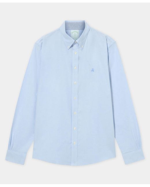 Brooks Brothers Blue Slim Fit Oxford Non-Iron Button Down Shirt for men