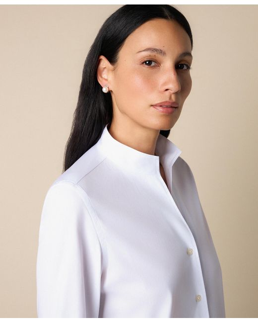 Brooks Brothers White Poplin Shirt With Stand Collar