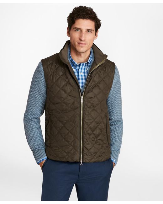 Brooks Brothers Diamond Quilted Vest in Olive (Green) for Men - Lyst