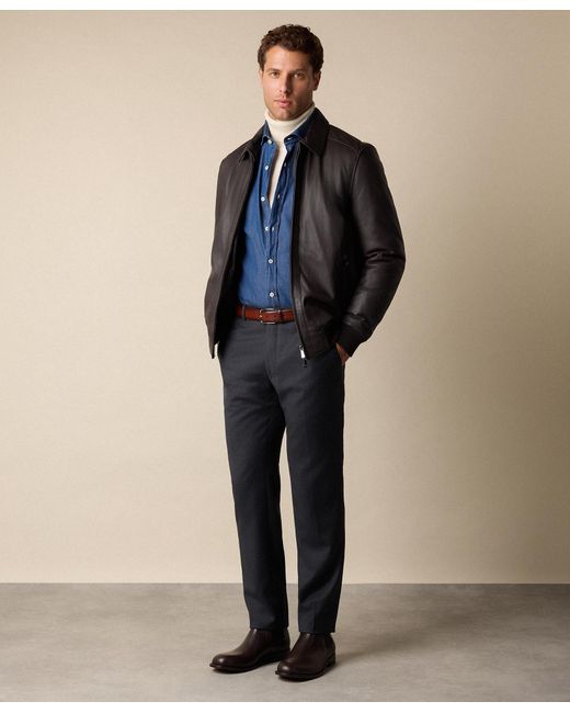 Brooks Brothers Blue Slim Fit Denim Shirt With Spread Collar for men