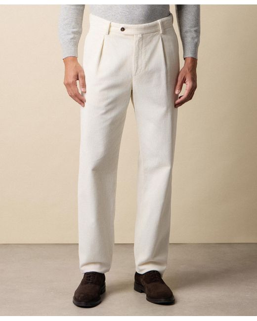 Brooks Brothers White One-Pleat Cotton Corduroy Chino for men