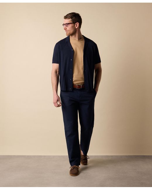 Brooks Brothers Blue Cotton-Linen Knit Polo Shirt for men