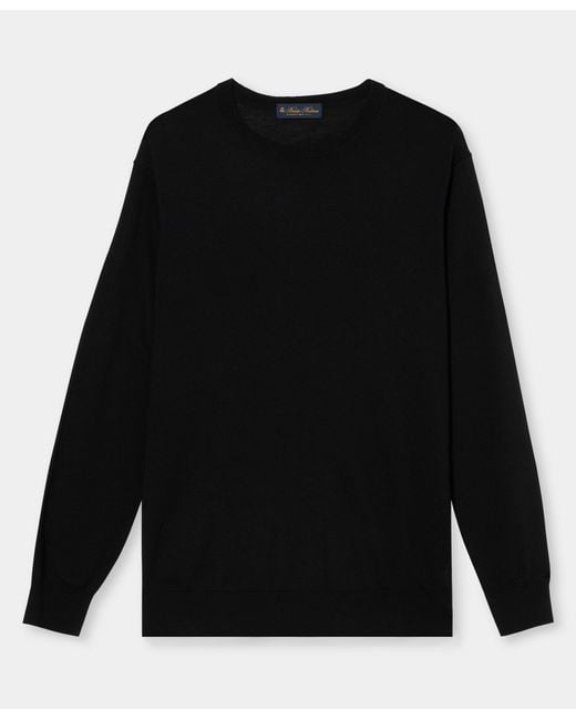 Brooks Brothers Black Merino Wool Crewneck Sweater for men