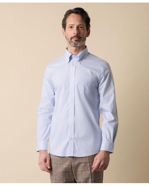 Brooks Brothers Blue Slim Fit Non-Iron Oxford Shirt With Button Down Collar for men