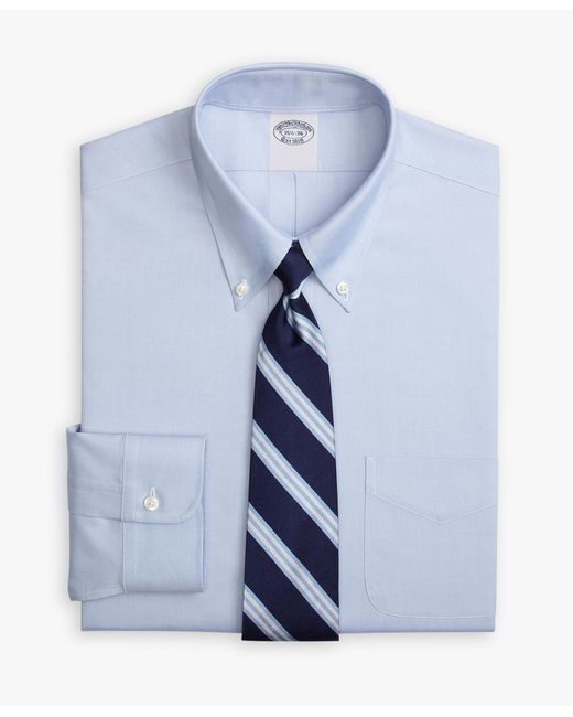 Camicia Azzurra Con Vestibilità Tradizionale Non-iron In Cotone Supima Elasticizzato Con Collo Button-down di Brooks Brothers in Blue da Uomo