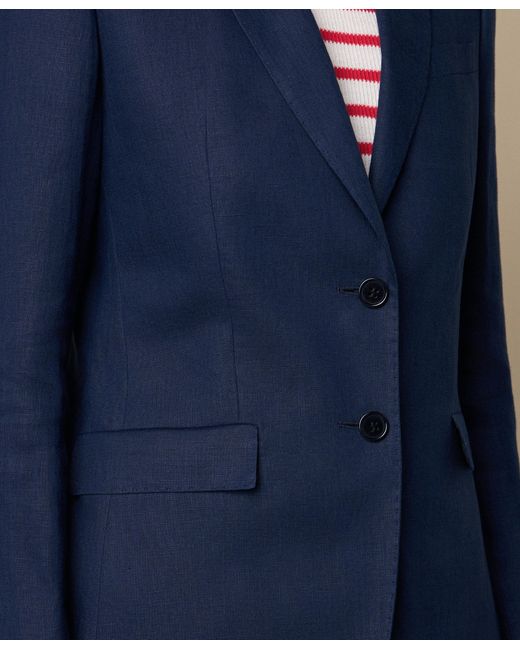 Brooks Brothers Blue Plain Linen Blazer