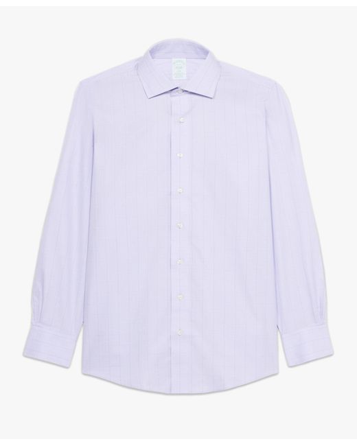 Pastel Purple Slim Fit Non-iron Stretch Cotton Shirt With English Spread Collar Brooks Brothers de hombre de color Blue