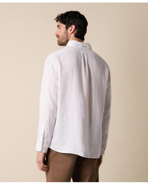 Brooks Brothers White Regular Fit Linen Shirt With Spread Collar for men