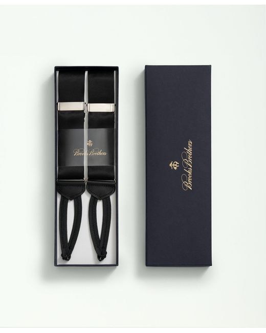 Brooks Brothers Black Solid Suspenders Shoes for men