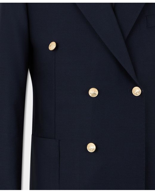 Brooks Brothers Blue Virgin Wool Hopsack Double-Breasted Jacket for men