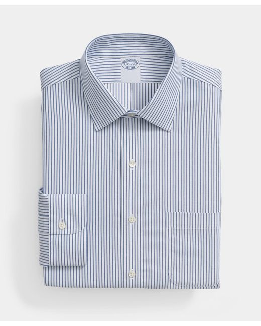 Brooks Brothers Blue Regular Fit Non-Iron Performance Shirt With Ainsley Collar for men
