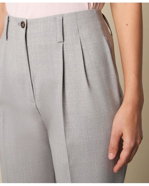 Brooks Brothers Gray Wool Blend Stretch Pleated Trousers