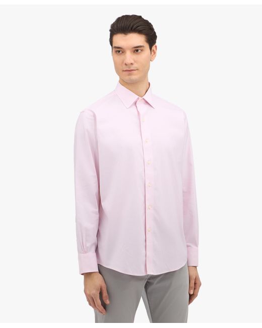 Brooks Brothers Pink Slim Fit Non-Iron Twill Shirt With Ainsley Collar for men