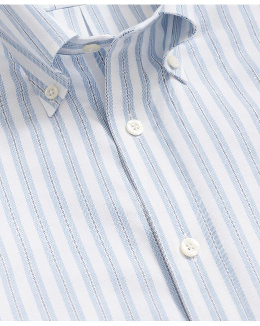 Brooks Brothers Blue Slim Fit Non-Iron Plaid Stretch Oxford Shirt With Button Down Collar for men