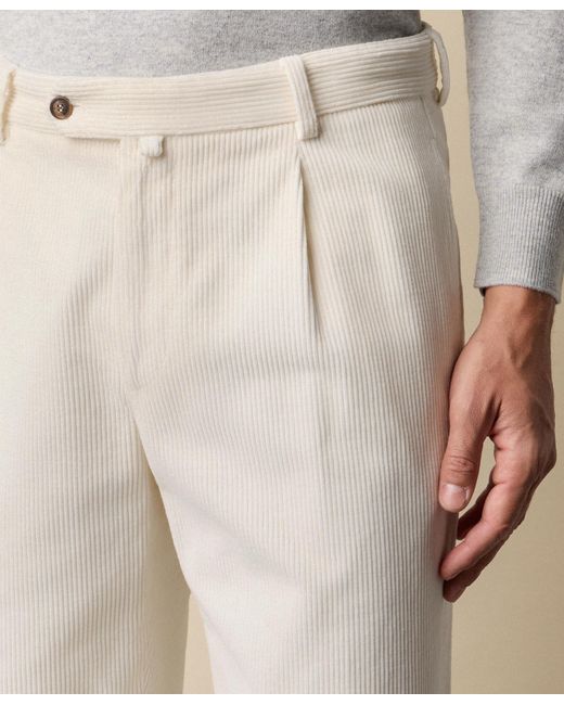 Brooks Brothers White One-Pleat Cotton Corduroy Chino for men