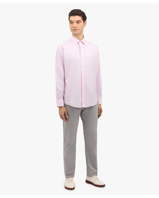 Brooks Brothers Pink Slim Fit Non-Iron Twill Shirt With Ainsley Collar for men