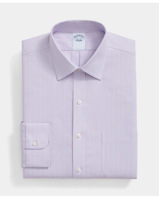 Brooks Brothers Purple Slim Fit Royal Oxford Striped Shirt With Ainsley Collar for men
