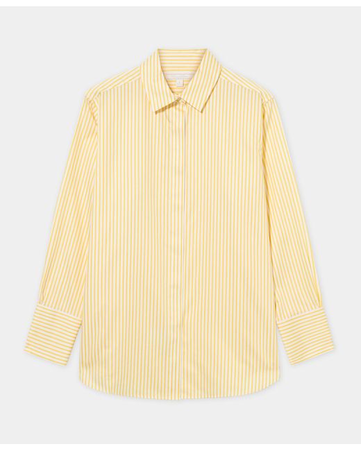 Relaxed Fit Cotton Satin Striped Shirt di Brooks Brothers in Natural