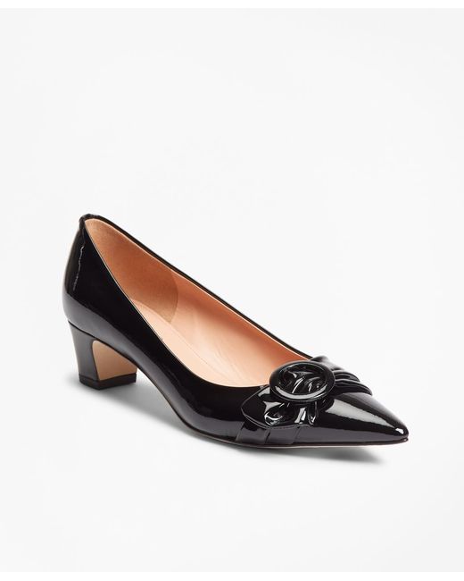 Brooks Brothers Patent Leather Point-toe Kitten Heel Pumps in Black - Save 16% - Lyst