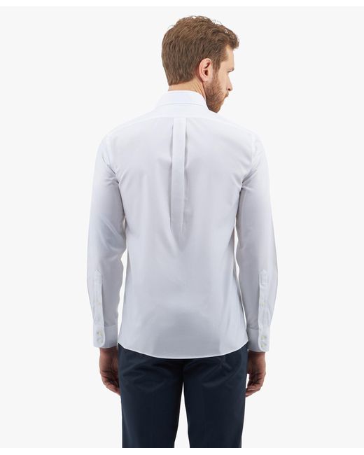 White Slim Fit Non-iron Stretch Supima Cotton Twill Dress Shirt With Button Down Collar Brooks Brothers de hombre
