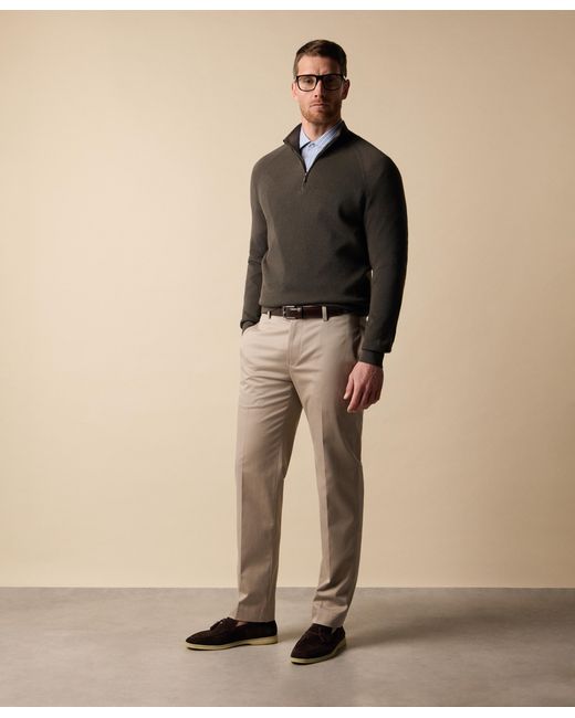 Brooks Brothers Green Half-Zip English Rib Cotton-Cashmere Sweater for men
