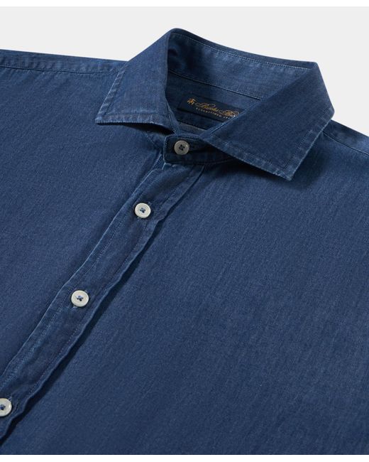 Brooks Brothers Blue Slim Fit Denim Shirt With Spread Collar for men