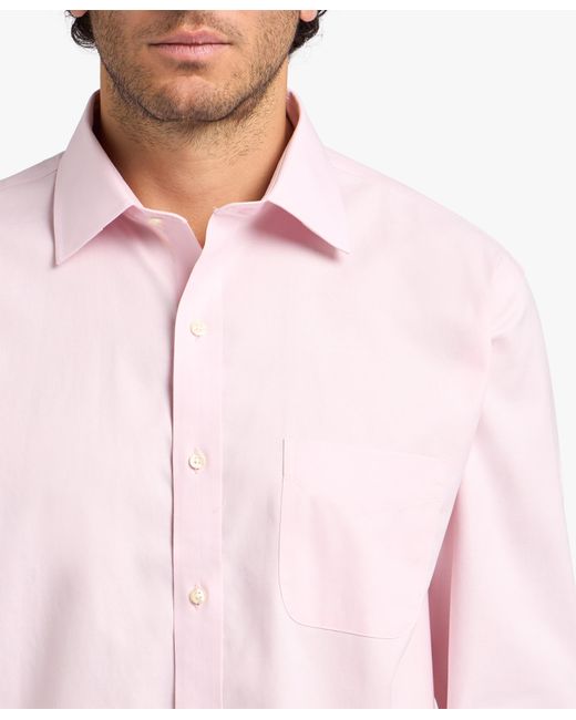 Brooks Brothers Pink Regular Fit Non-Iron Stretch Cotton Dress Shirt With Ainsley Collar for men
