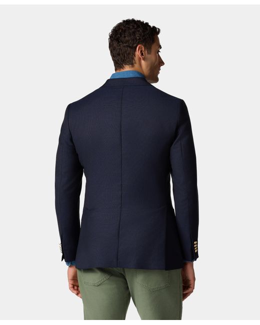 Brooks Brothers Blue Virgin Wool Hopsack Blazer for men
