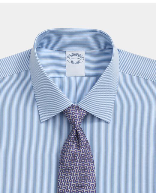 Brooks Brothers Blue Regular Fit Striped Cotton Shirt With Ainsley Collar for men
