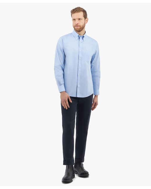 Brooks Brothers Blue Regular Fit Non-Iron Dress Shirt With Polo Button Down Collar for men
