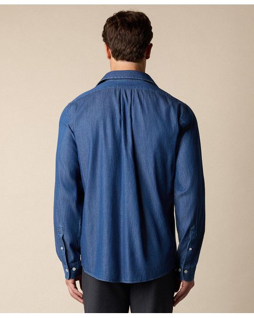 Brooks Brothers Blue Slim Fit Denim Shirt With Spread Collar for men