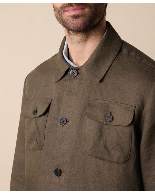 Brooks Brothers Brown Linen Utility Overshirt for men