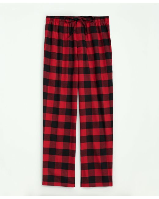 Brooks Brothers Red Cotton Flannel Buffalo Plaid Lounge Pants for men