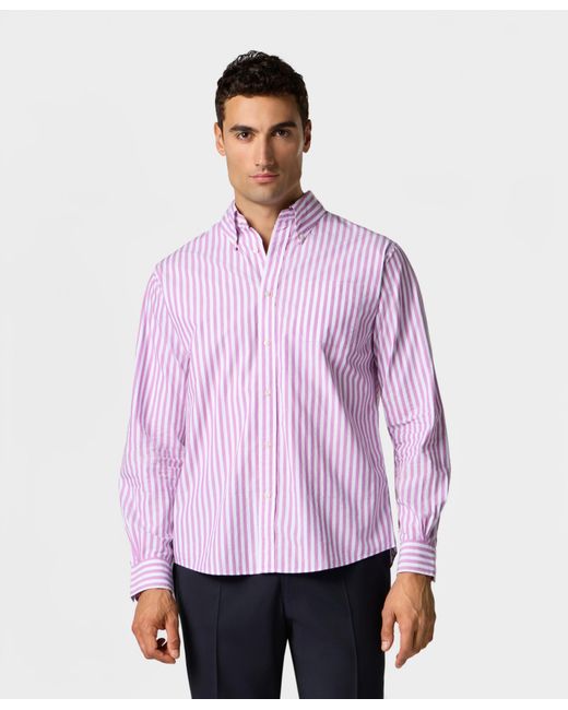 Brooks Brothers Pink Regular Fit Striped Poplin Button Down Shirt for men