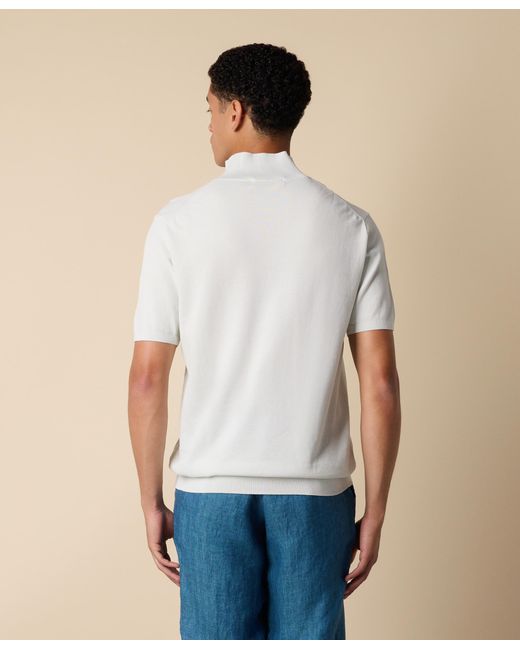 Brooks Brothers White Open Collar Piqué Knit Polo for men