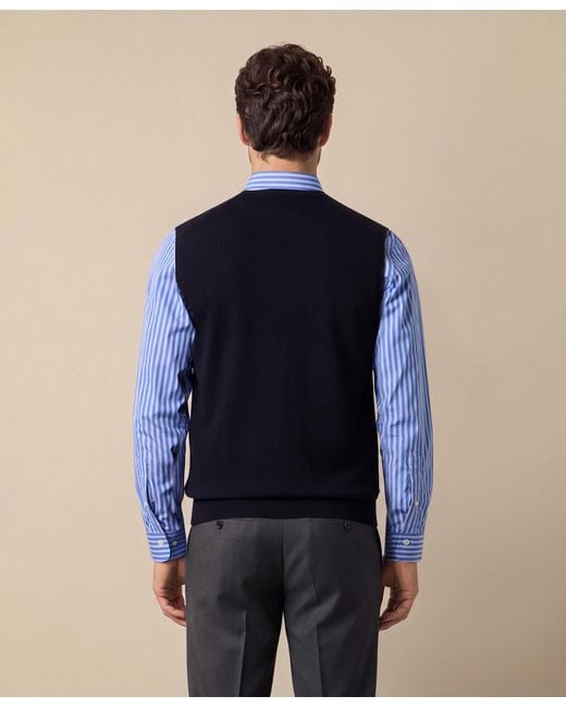 Brooks Brothers Blue Merino Wool Sweater Vest for men