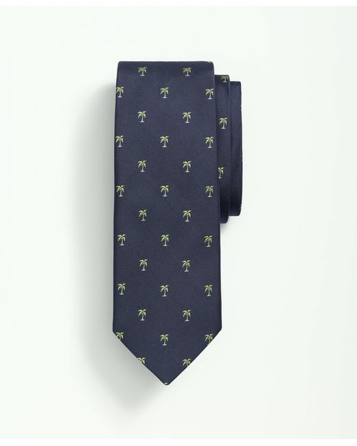Brooks Brothers Blue Silk Woven Palm Trees Tie for men