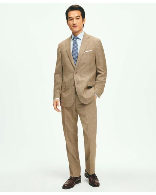 Brooks Brothers Natural Classic Fit Wool Checked 1818 Suit for men