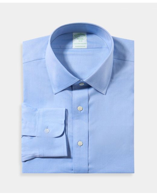 Brooks Brothers Blue Slim Fit Non-Iron Performance Shirt With Ainsley Collar for men