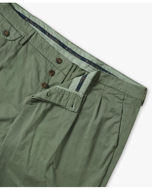 Pantalón Chino Verde Militar De Corte Regular En Algodón Con Doble Pinza Brooks Brothers de hombre de color Green