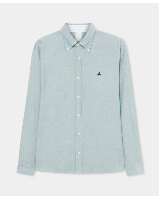 Brooks Brothers Blue Slim Fit Oxford Shirt With Button Down Collar for men