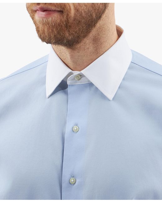 Brooks Brothers White Light Regular Fit Non-Iron Stretch Supima Cotton Pinpoint Oxford Cloth Dress Shirt With Ainsley Collar for men