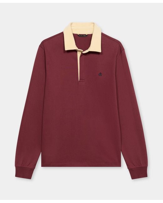 Brooks Brothers Red Rugby Polo With Corduroy Collar for men
