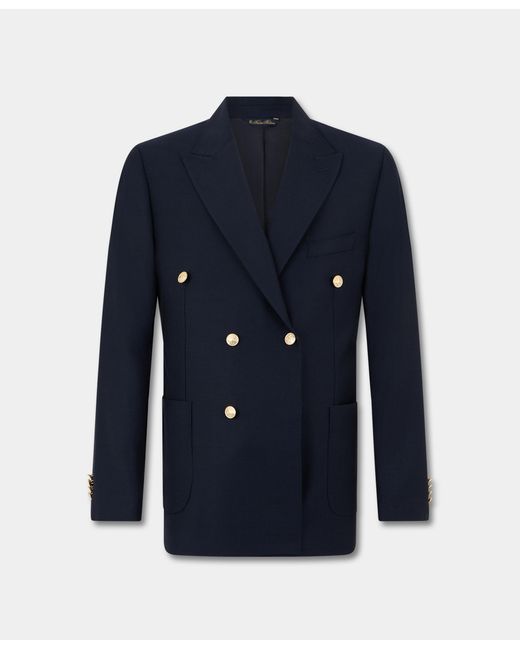 Brooks Brothers Blue Virgin Wool Hopsack Double-Breasted Jacket for men