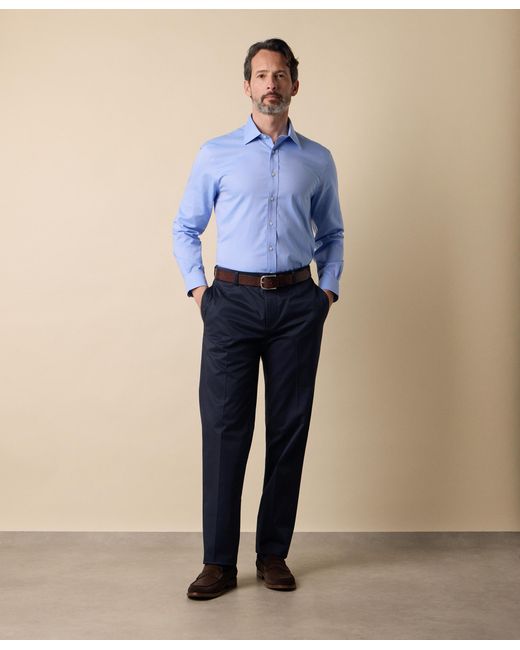 Brooks Brothers Blue Slim Fit Non-Iron Performance Shirt With Ainsley Collar for men